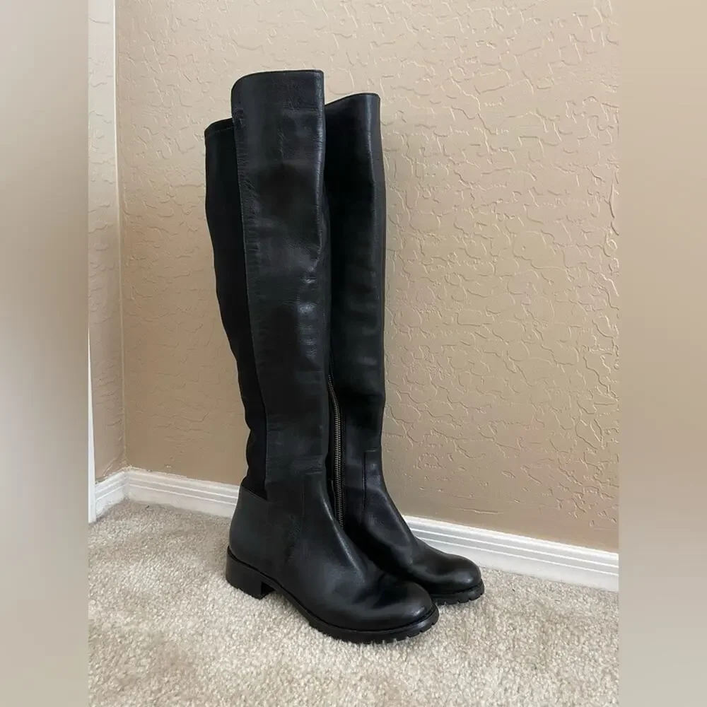 Michael‎ Kors Joanie Black Over the Knee Leather Stretch Boots